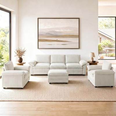 Uixe Modern Corduroy Modular Sectional Sofa With Armchairs