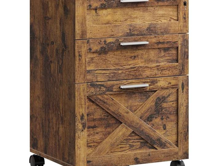 Armoire à dossiers à 3 tiroirs avec serrure, armoire à dossiers en bois blanc mobile à roulettes sous le bureau pour le bureau à domicile