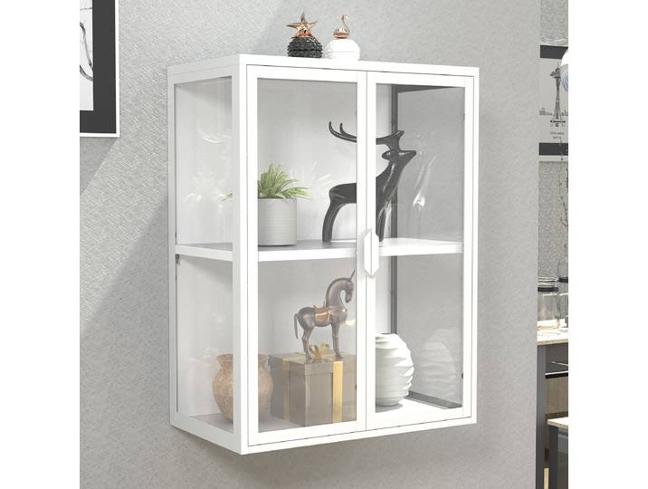 Vitrine suspendue Flokas 80cm Blanc/Blanc