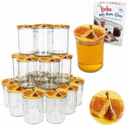 50er Set Honigglas 435ml Einmachglas TO 82 Deckel Carino Honigwabe Rezeptheft