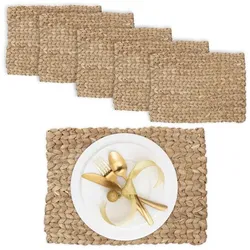 Relaxdays Eckiges Tischset 6er Set Hellbraun