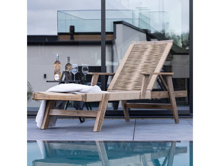 Gartenliege Little John Typ B Akazie Braun/Taupe/Graubraun 200 x 55 x 72cm