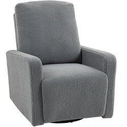 RELAXSESSEL, Fernsehsessel mit Liegefunktion, Wippfunktion, Fleece-Optik Grau