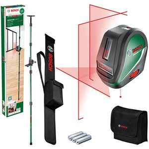 Bosch Kreuzlinienlaser 0603663903, UniversalLevel 3 Maxi-Set, roter Laser, selbstnivellierend, mit Tasche und Teleskopstange