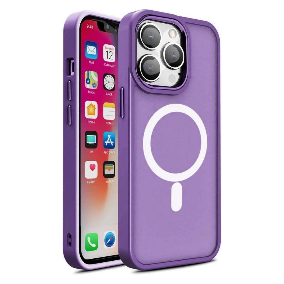 Hurtel Magnetische farbige matte Hülle für iPhone 15 Plus - Lila (Apple iPhone 15 Plus) (1404978613)