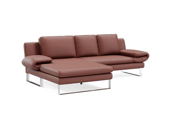 Stilvolles Ecksofa Jarek Leder rotbraun B 321 cm T 168 cm - Möbel Konfigurator: Traummöbel individuell zusammenstellen - Ecksofa