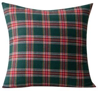 DynamicDeals Cozy Christmas Tartan Plaid Pillow Cover For Sofa And Bed Decor 1pcs Red Green