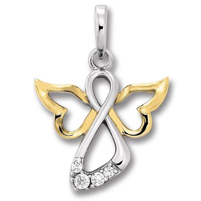 Kettenanhänger ONE ELEMENT "Zirkonia Engel Anhänger aus 925 Silber", gold (silber), Schmuckanhänger, Mädchen, Silber 925 (Sterlingsilber), Kettenanhänger, Kleines Statement – persönlich, stilvoll, alltagstauglich