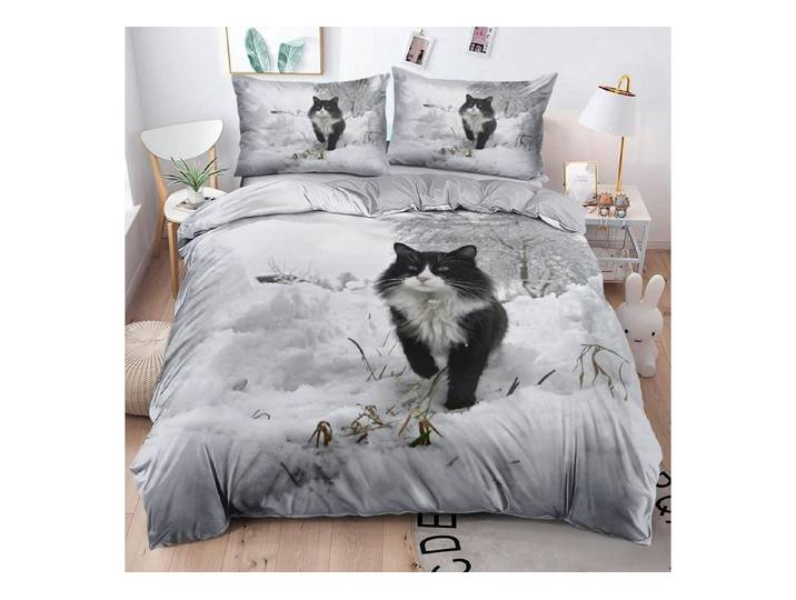 LuxusKollektion Kinderbettwäsche Bettwäsche Norwegische Waldkatze 135x200 3D schwarz weiß