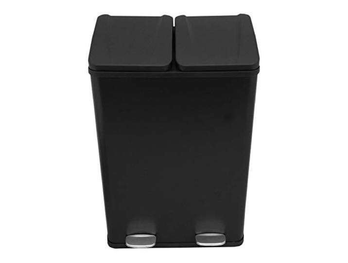 Monster Shop Doppel Tretmülleimer Edelstahl 60 L Mülltrennsystem Mülleimer Papierkorb Abfalleimer Recycling 2 Fächer herausnehmbar Pedal Bin Schwarz