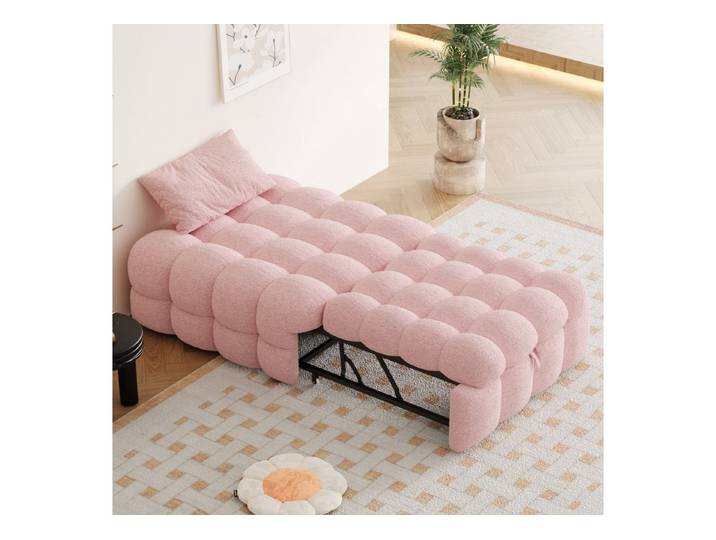 Odikalo Polsterbett Schlafsofa Einzelbett Puffy-Bett Polstermöbel mit Fußhocker Mehrfarbig