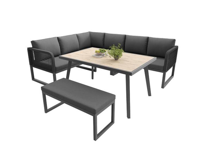 Stilvora Gartenlounge-Set Garten Loungesessel für 6-8 Personen Gartenmöbel Set Wetterfest Grau, Metall, 4, Gartenmöbel, Gartengarnituren, Gartenmöbel-Sets