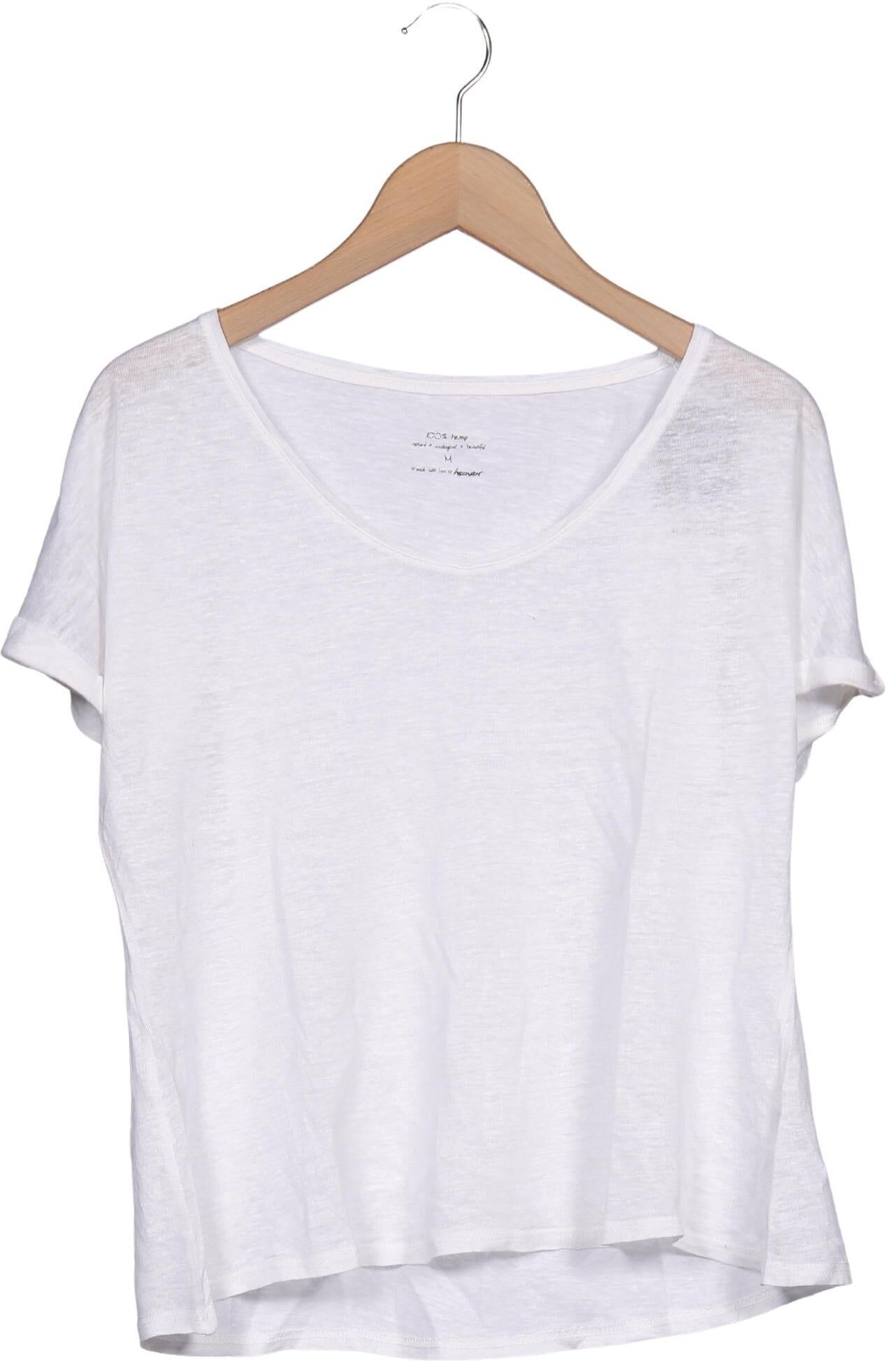 hessnatur Damen T-Shirt, Weiß, Gr. M, Hanf - Second Hand