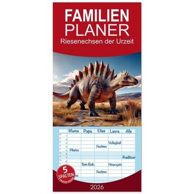 Familienplaner 2026 - Riesenechsen der Urzeit mit 5 Spalten (Wandkalender, 21 x 45 cm) CALVENDO