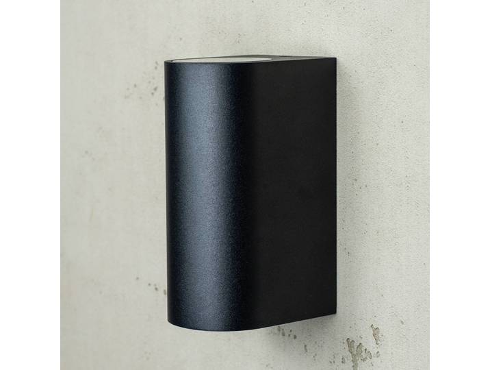 Dyberg Larsen Læsø buitenwandlamp, 2-lamps, zwart, Aluminium, Design, Wandlamp buiten