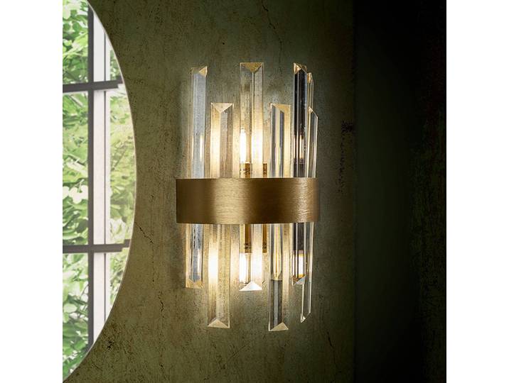 LED-wandlamp Grace, messing / goud, Woon-/ Eetkamer, Glas, LED wandlamp