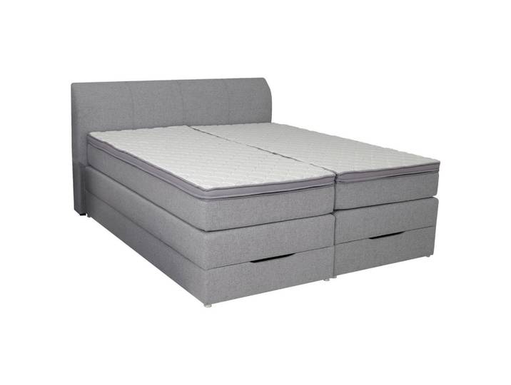 Carryhome Boxspringbett, Silberfarben, Textil, H2 + H3, 7-Zonen, 180x200 cm, Topper geteilt, Schlafzimmer, Bett, Doppelbetten