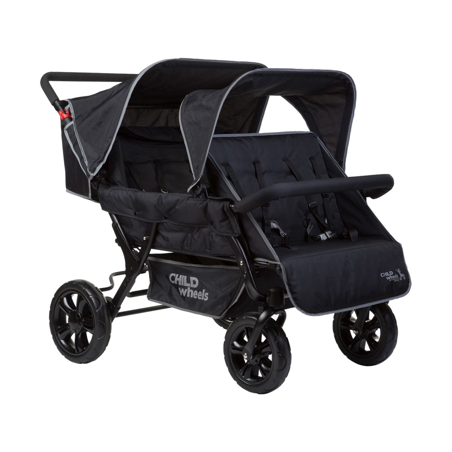 CHILDHOME Zwei-Mal-Zwei Vierlinge Kinderwagen Schwarz CWTB2