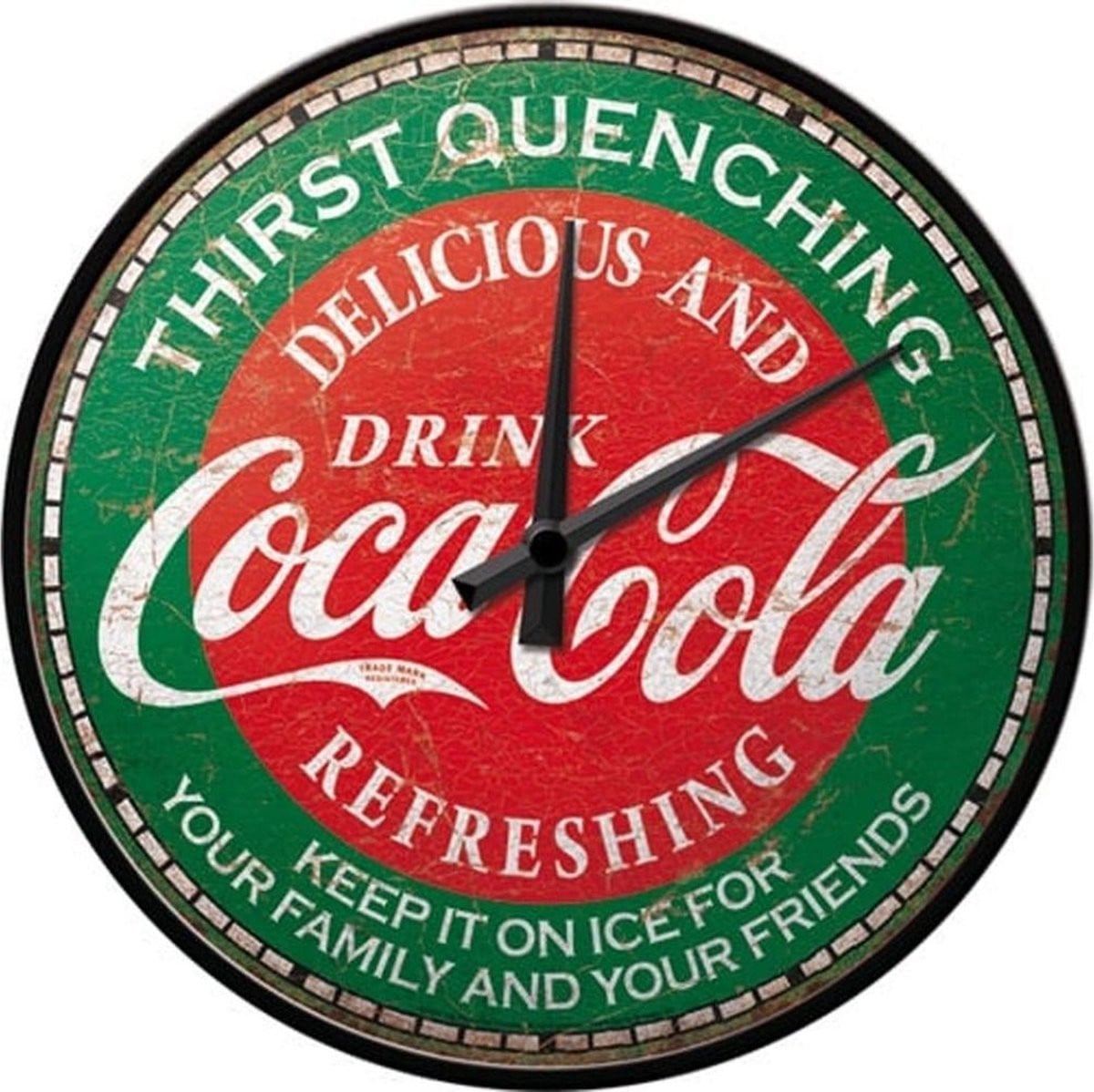 Coca-Cola Wandklok - Thirst Quenching Green