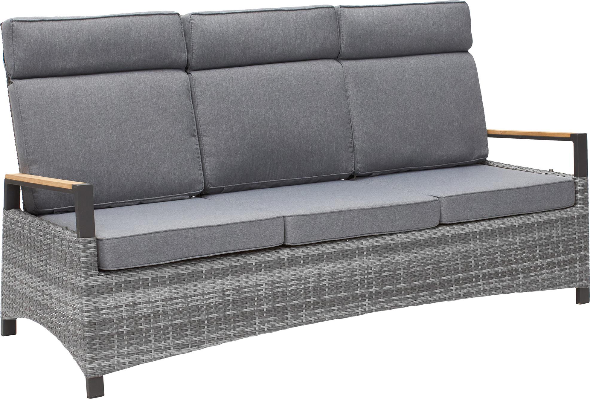 LC Garden "Keramo" Teak Living 3er Sofa Dreisitzer Sofa grau- mix