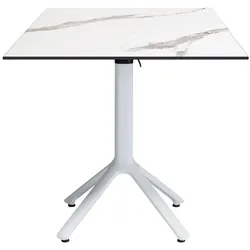 RestooTab - Klappbarer Outdoor Tisch Nemo weiß 70x70cm Dekor weißer Marmor
