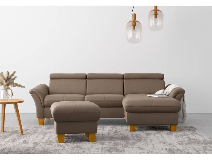 Ecksofa, Braun, 258x169 cm, Polyester, Mit Bettfunktion & Kopfverstellung, Klassisch, Home-affaire