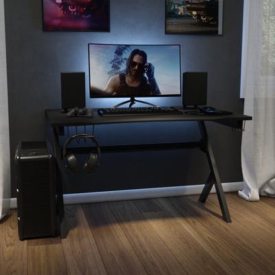 Flash Furniture Computer Table Gaming Desk - Headphone Holder and 2 Cable Management Holes