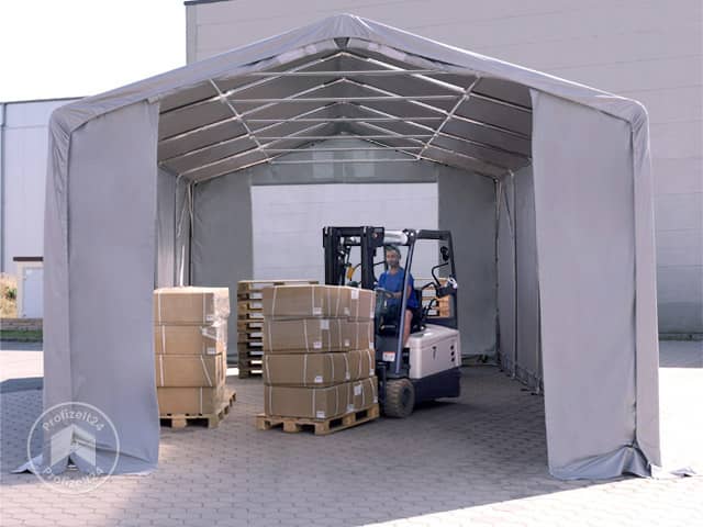 TOOLPORT 3x6m Zelthalle, PVC-Plane, dunkelgrün, mit Statik (Erduntergrund) - (93840)