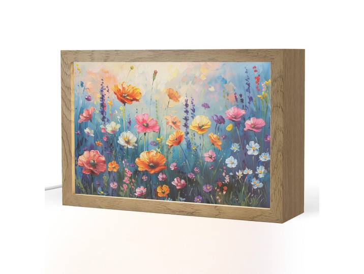 OnlyWow Tischleuchte - Blumen - Natur - Aquarell - Kunst - 30x20 cm, Altrosa, Holzwerkstoff, Rechteckig, LED integriert, 30x20x8 cm, Lampen & Leuchten, Innenbeleuchtung, Tischlampen