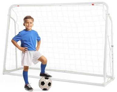 Costway 2-in-1 Kids Soccer Rebounder and Soccer Goal with Adjustable Height-White