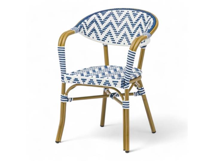 Fauteuil de terrasse ALMA - Tressage Bleu et Blanc