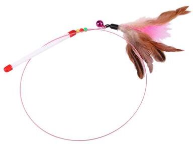 Inspired Deals Interactive Cat Feather Wand Toy With Steel Wire Teaser Durable Kitten Play Stick Interactive Cat Feather Wand Toy With Steel Wire Teaser Durable Kitten Play Stick