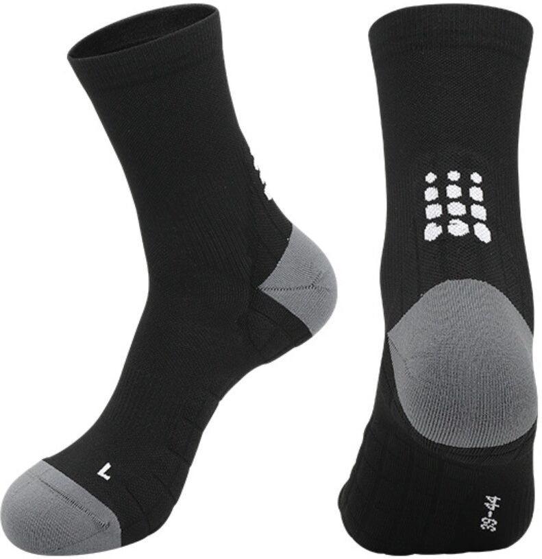 INF Wadenhohe Marathon-Laufsocken – Atmungsaktiv, Schnelltrocknend, Rutschfest mit Polsterung und Zehen-Anti-Abrieb, 2er-Pack M Schwarz