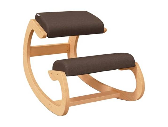 Stuhl Knier Ergonomisch aus Birkensperrholz, Braun, 55x84x55 cm Schaukelkonstruktion, Schaumstoffunterlagen, stabiles Birkensperrholz, belastbar bis 110 kg, für Zuhause und Büro