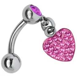 Bauchnabelpiercing ADELIA ́S "Piercing Piercing Bauchnabelpiercing", Damen, Gr. onesize, pink, Titan, Piercings, Titan Banane - Bauchnabel Piercing Herzanhänger pink