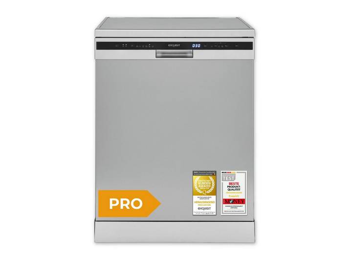 exquisit Standgeschirrspüler PRO GSP56314-030C, 14 Maßgedecke, 14 Maßgedecke, Automatische Türöffnung, Oberkorb verstellbar