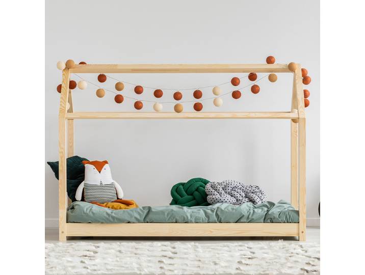 Lit cabane 90x200 sommier inclus Célestine Bois