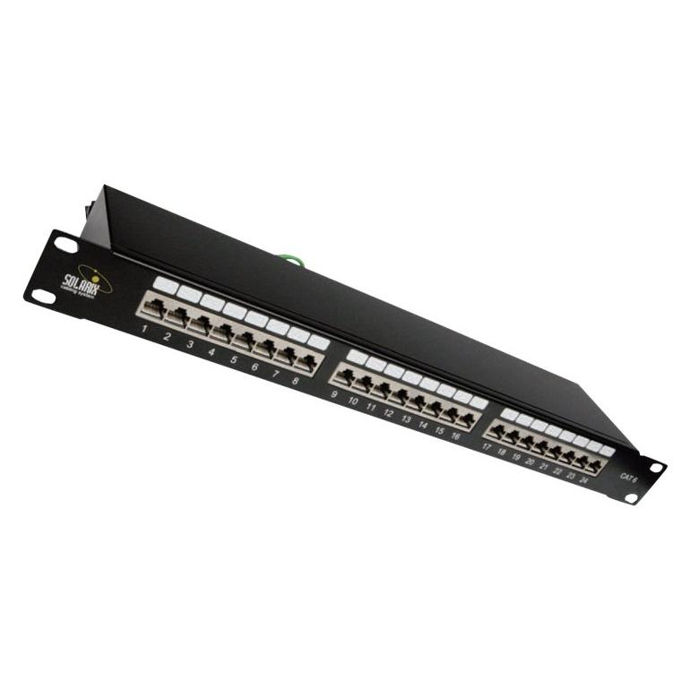 Solarix 19" Patch panel 24 x RJ45 CAT6 STP černý 1U (SX24-6-STP-BK)