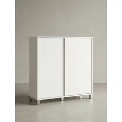 Schuhschrank Holz für 20 Paar Schuhe mit Ablage, Weiß 100x38x108 cm