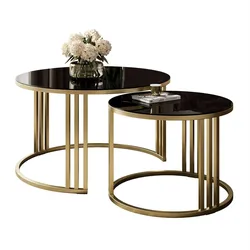 COUCHTISCH 2in1 LORI GLASS gebürstetes Gold, gebürstetes Gold / schwarzes Glas