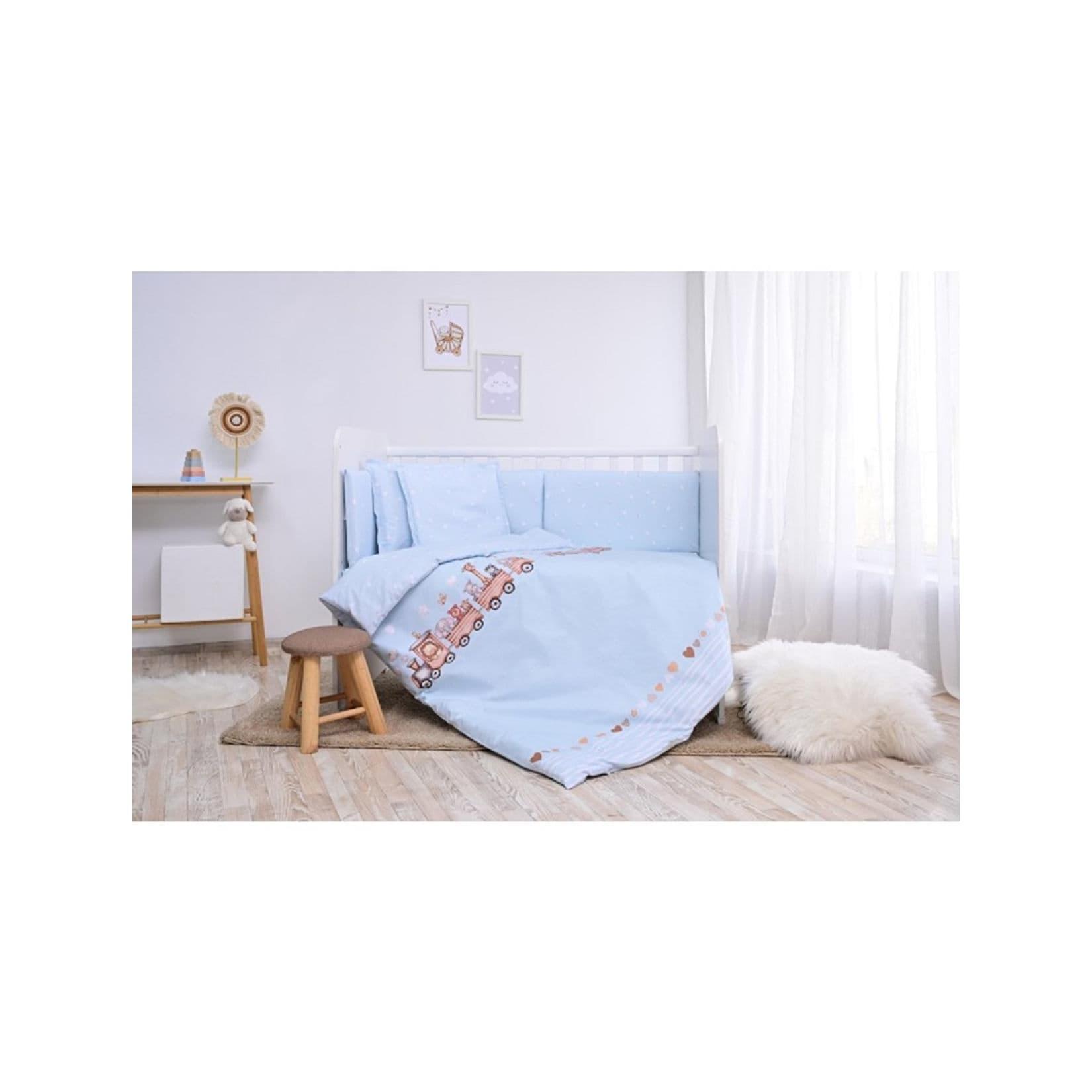 Lorelli Babybettwäsche Set Smile 6-teilig Decke 140x95 Kissen 43x35 Bett 120x60 hellblau