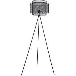Stehlampe Stativleuchte Metall Stehleuchte schwarz Deckenfluter rund Käfig Wohnzimmer, Metall, Fassung 1x E27, DxH 60x150 cm