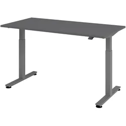 bümö elektrisch höhenverstellbarer Schreibtisch Graphit 160x80 cm, Gestell: Graphit - Büroschreibtisch höhenverstellbar elektrisch, elektrischer
