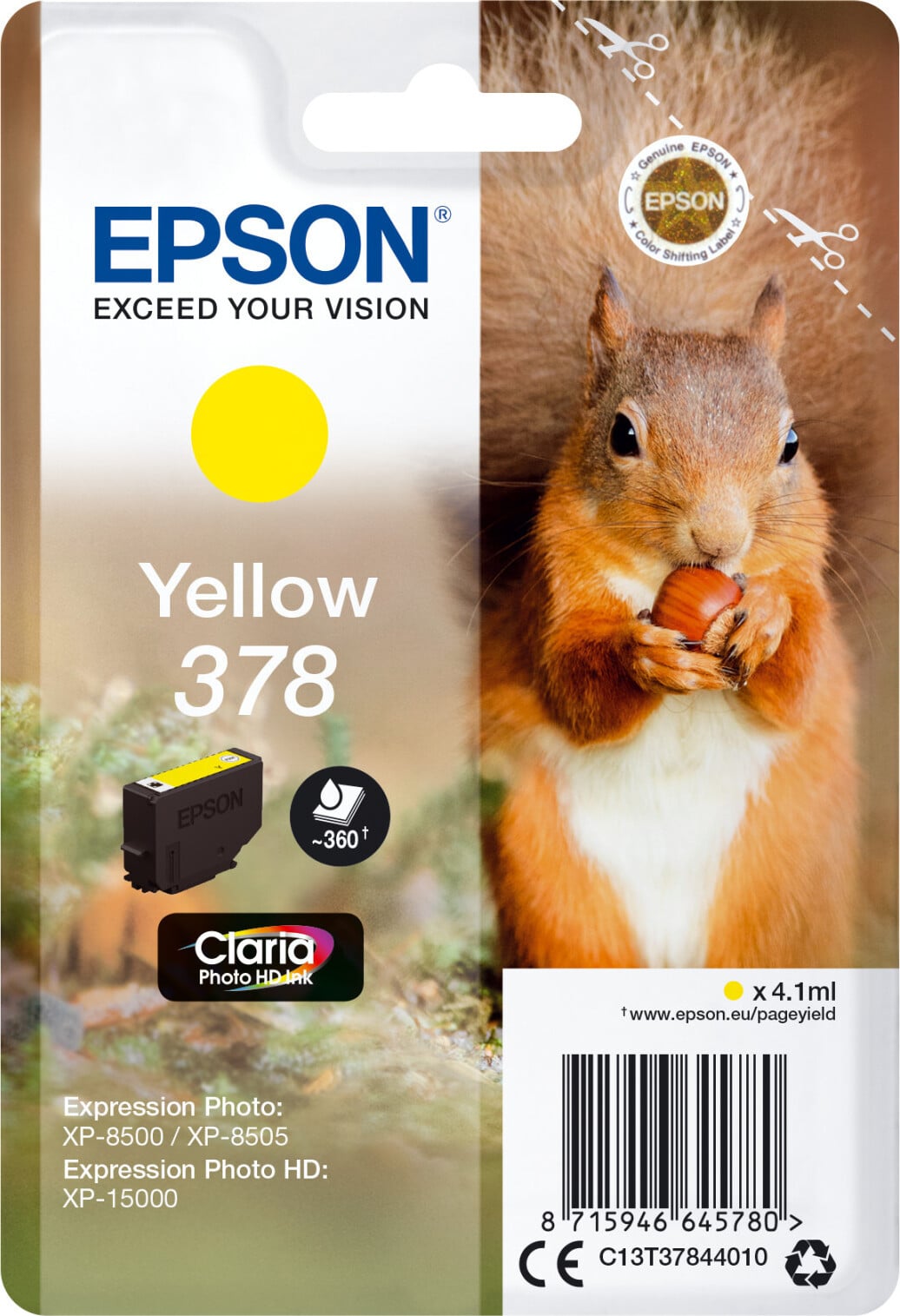 Epson Squirrel Inktpatroon 378 Claria Photo HD Geel 4,1 ml