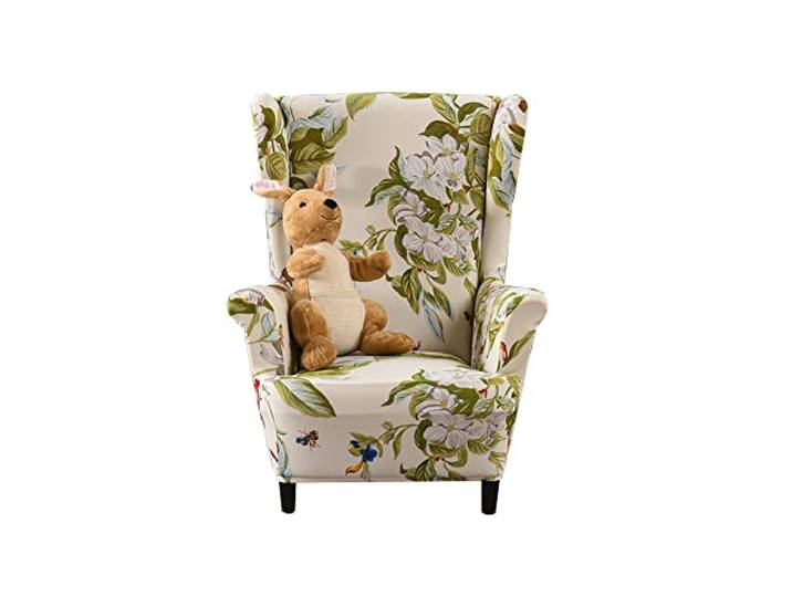 Highdi Enfant Housse de Fauteuil à Oreilles Extensible Couverture de Fauteuil\, Imprimé Mode Strandmon Housse de Fauteuil Antidérapante\, pour Salon\, Hôtel\, Chambre (Printemps Beige)