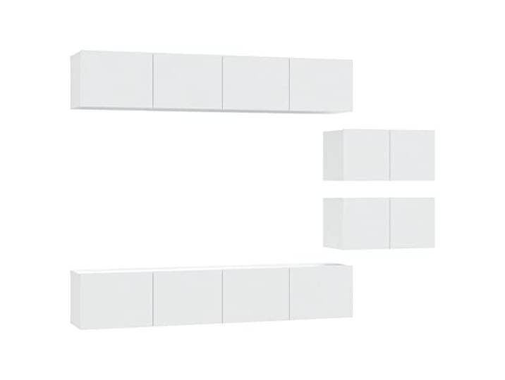 GKHPYURE Set TV-Möbel zur Wandmontage, 6 Stück, weiß, Holz, mehrschichtig 4 Stück 80 x 30 x 30 cm, 2 Stück 60 x 30 x 30 cm, hängendes Design, großer Stauraum