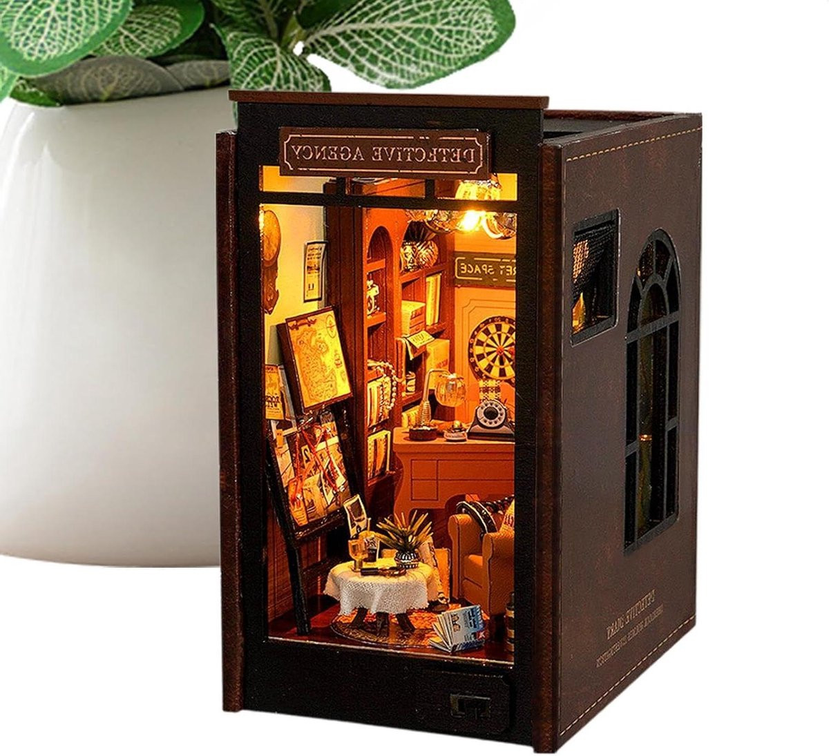 Houten Boekensteunen Miniatuur Huis - 26 x 21 x 8 cm