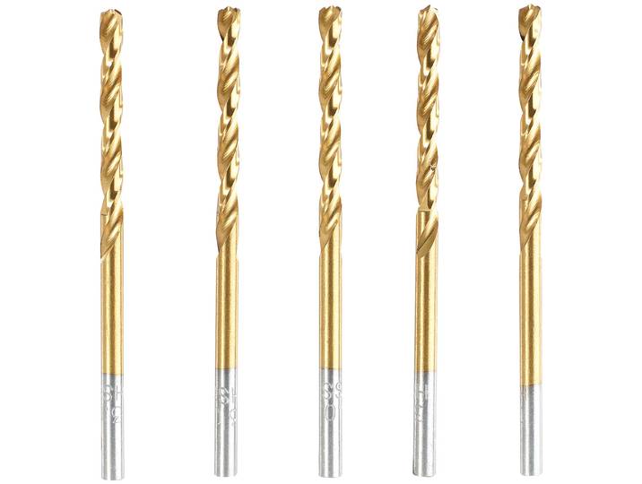 HSS-Bohrer-Set für Metall, Titan-beschichtet, 3 mm, 5 Stück