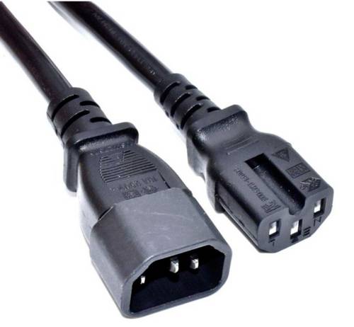 Akyga Strom Anschlusskabel [1x Kaltgeräte-Stecker C14 - 1x Warmgeräte-Buchse C15] 1.80m Schwarz