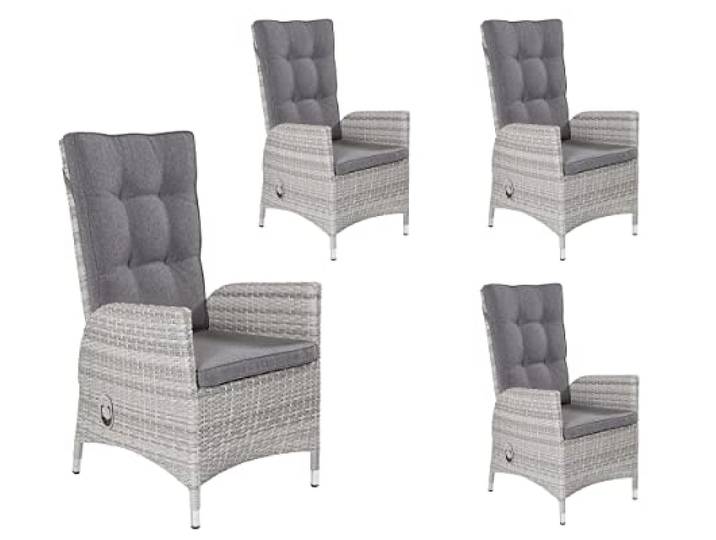 LC Garden 4X Positionsstuhl Verstellsessel Parma Dining weiß-grau